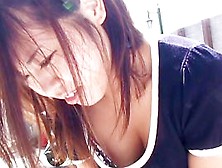 Sweet Asian Girl Caught On Spy Cam In The Downblouse Video