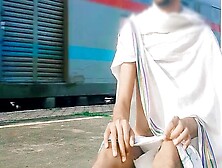 Explicit Display At Railway Platform: Crossdressing Twink Pleases Dominant Older Man