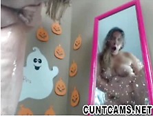 Girl Gets Off After Trick Or Treaters Leave - More At Cuntcams. N