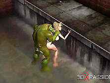 Big Monster Plays With A Hot Sexy Girl In The Sewer