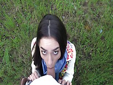 Russian Arwen Gold Gets Her Hairy Pussy Fucked & Eats Cum Outdoors
