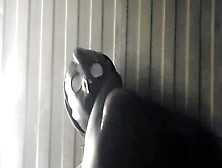 Masked Gimp Shows His Hard Cock And Jerks Off On The Camera