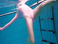 Pink Swimsuit Girl Liza Bubarek Stripping Underwater