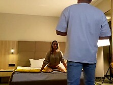 Amateur Wifey Caught Cheating With Photographer In Motel,  Giving Him A Nice Blowjob