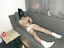 Young Twunk Masturbating Off In A Halloween Mask And Jism