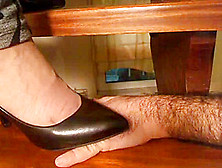 Stiletto Pumps Tramples Hand Closeup