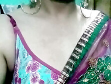 Indian Gay Crossdresser Gaurisissy Showing Her Full Body And Pressing And Playing With Her Big Boobs In Pink Saree
