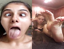 Amateur Hottie Puts Her Legs On The Kitchen Counter & Exposes Her Sexy Soles