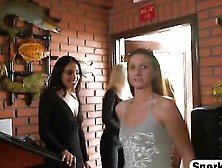 Real Girlfriends In Steamy Threesome At The Restaurant