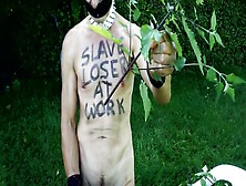 Naked Slave Body Writing Outdoor Public Nettle Soundbdsm Cbt