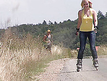 Rollerblading With His Lady And Fucking Her Hot Hole Outdoors