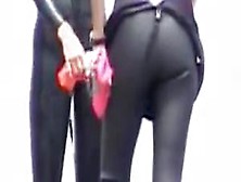 Candid Girl Ass In Spandex Costume And Full Back Panty 07N