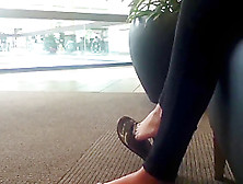 Candid Great Feet In Flip Flops At Mall