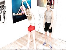 Sporty 3D Blonde With A Killer Body Jerks A Guy Off After Exercising