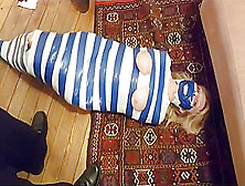 Duct Tape Mummy Girl Struggles Through Apartment