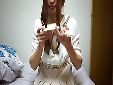 Adorable Japanese Crossdresser Cums On Cake And Licks It Off