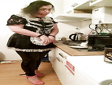 Maid Sissy Slave Girl Has To Clean Up Kitchen Of Landlady Because Of Late Rent Payment