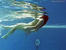 Lina Mercury In Red Lingerie Underwater