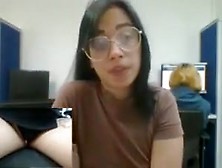 Babe With Glasses Plays With Pussy At Work On Camboozle. Com
