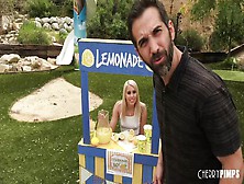 Petite Blonde Teen Gives Out A Blowjob And Hardcore Fuck With Her Lemonade