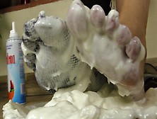 Super-Hot Bianca Rubbing White Cream All Over Her Sexy Feet
