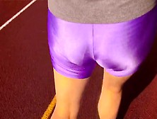 Spandex Angel - Shiny Purple Spandex Shorts (Public)