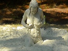 Fine Chick Playing In Creamy Mud
