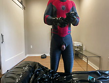 Rubber Spiderman Cum In The Rubber Toesock