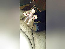 Slutty Girl With Cute Amateur Feet Giving A Fat Dude With A Small Dick A Nice Footjob