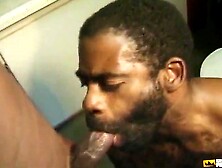Chubby Black Guy Bangs A Friend With Hairy Ass And Cums On His Leg