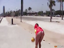 Spanish Blonde Plays Football And Gets Fucked