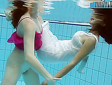 Hotly Dressed Teens In The Pool