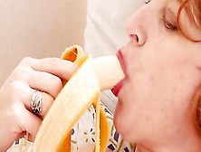 Bj For Banana.  Pretty Goddess Milf Milf Frina Eating Banana Inside Bed.  Blow Job.  Bushy Snatch Mommy Milf.  Natural Hooters