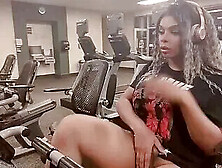 Using Her Sex Toy To Shoot A Cumshot While Working Out In The Gym