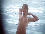 Firm Topless Girl Stretching In The Water