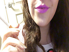 Fantastic Dark Haired Babe Close Up Smoking Cork Tip 100 Cig Pastel Pink Lipstick