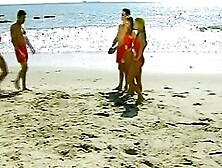 A Dark Haired Lifeguard Satisfies Her Vagina While Working
