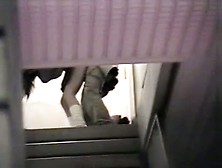 Horny Couple Fuck On The Train Stairs