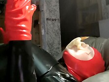 13 Min Breathplay In Latex Mask With Electric Stimulation