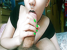 Black Lipstick Lips Suck The Cum From My Cock!