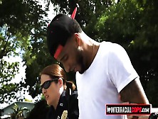 Black Tattooed Guy Gets Arrested To Fuck A Horny Cop In A Foursome-