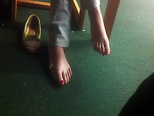 Footsie With Shy Chinese Student In Library