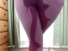 She Soaks Her Tight Pink Pants