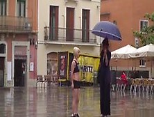 Skinny Spanish Slave Disgraced In The Rain