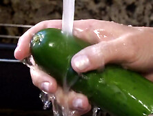 A Desperate Housewife Uses Cucumber And Carrot As A Substitute For A Big Hard Cock