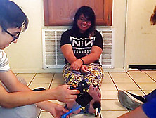 18 Year Old Latina Foot Tickled By Her Friends