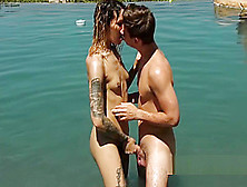 Outdoor Passionate Sex,  And Dick Licking By With Shemale