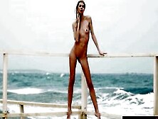 Skinny Italian Babe Stripping At A Pier