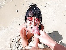 Squirting And Facial On Public Beach - I Fucked A Random Guy To Get Double Cum - Little Nicole