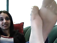Enjoy Sexy Indian Feet Covered In Nylons